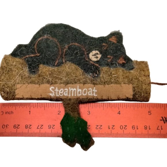 Steamboat Colorado Black Bear Christmas Ornament Hand Made Recycled Wool - Picture 4 of 5